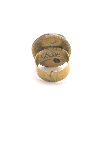 Rafael Canada brass ring ~ round amber stone