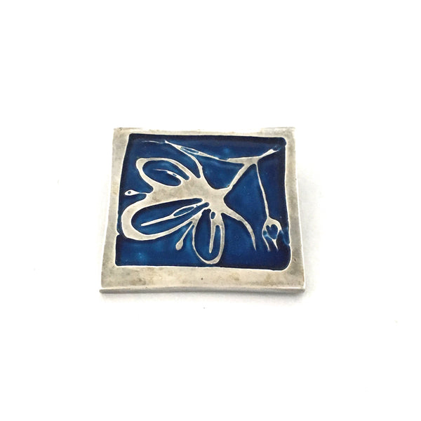 de Passille-Sylvestre sterling silver & enamel abstract flower brooch