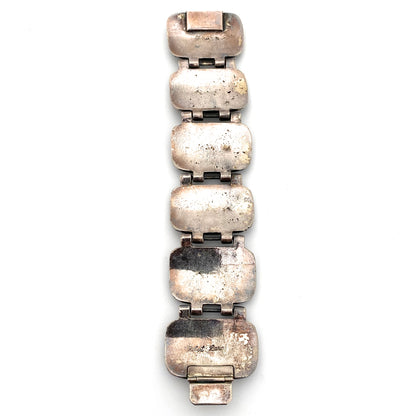 Robert Larin brutalist pewter dimensional panel link bracelet