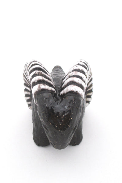 detail Upsal Ekeby Sweden vintage mid century glazed ceramic stoneware ram by Hjordis Oldfors