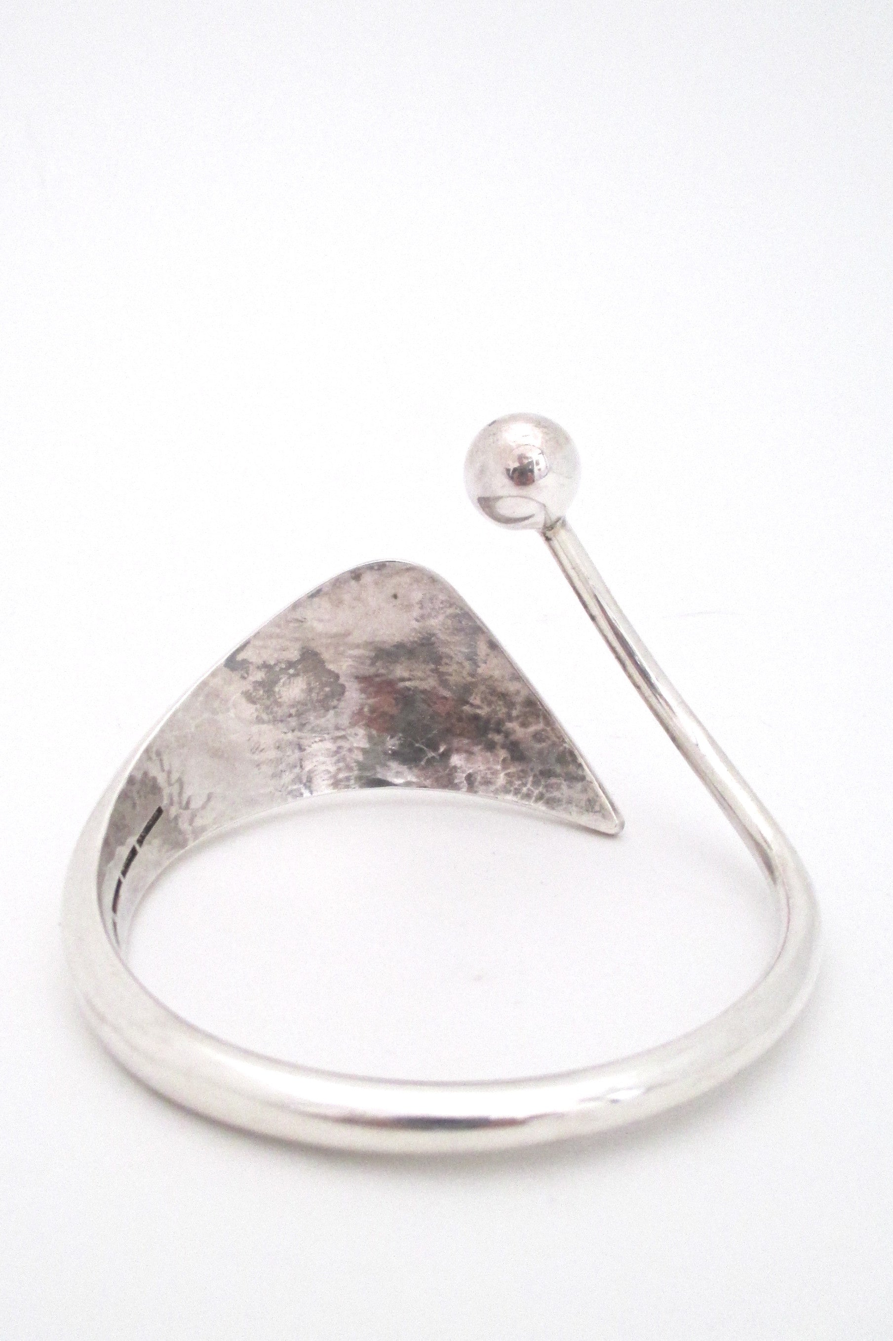 detail Bent Knudsen heavy silver Scandinavian Modern bangle bracelet hand wrought