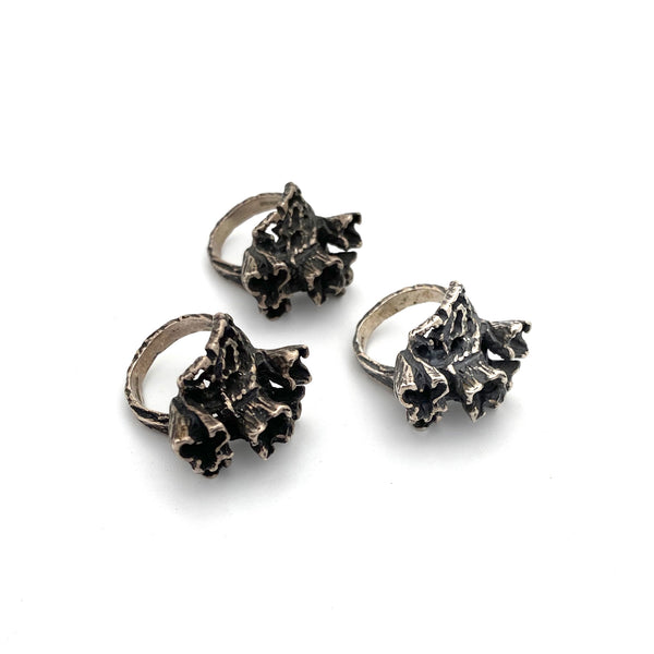 vintage silver brutalist ring NOS