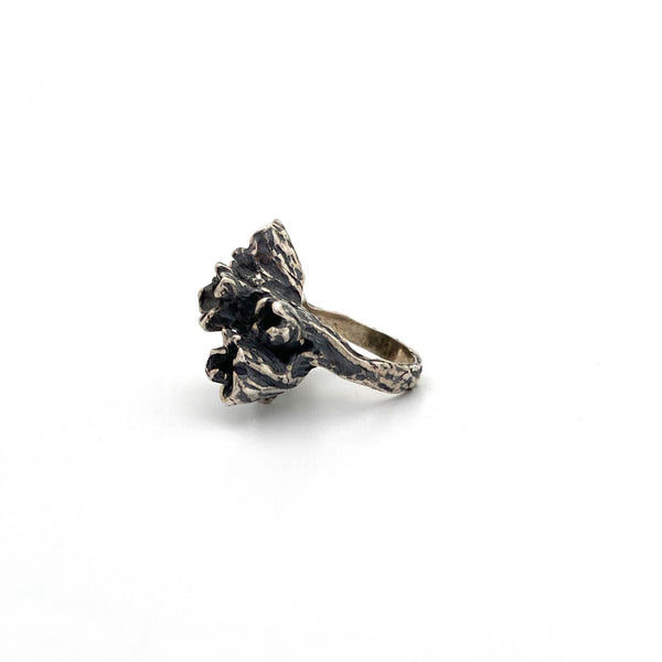 profile vintage brutalist silver ring Modernist jewelry design NOS