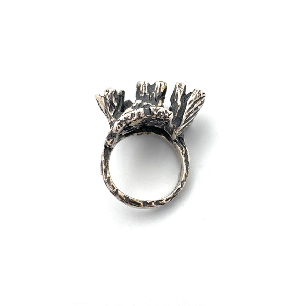 vintage silver brutalist ring NOS
