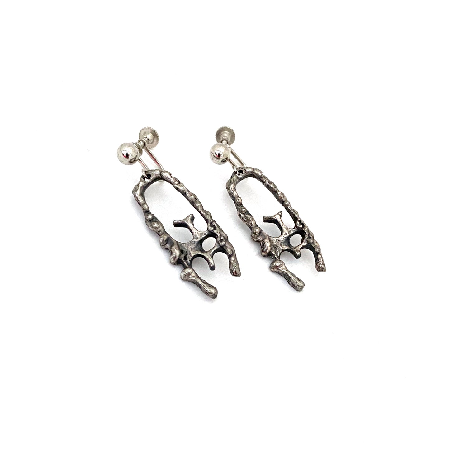 Guy Vidal brutalist pewter drop earrings