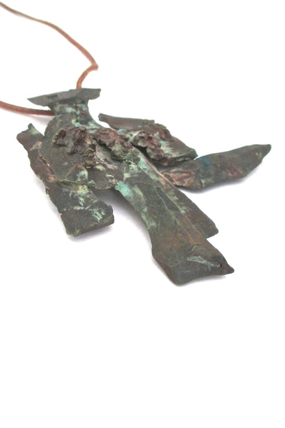 vintage modernist sculptural bronze pendant necklace ~ extra large