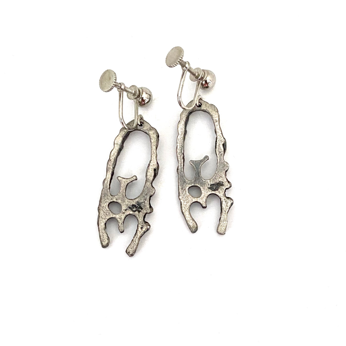 Guy Vidal brutalist pewter drop earrings