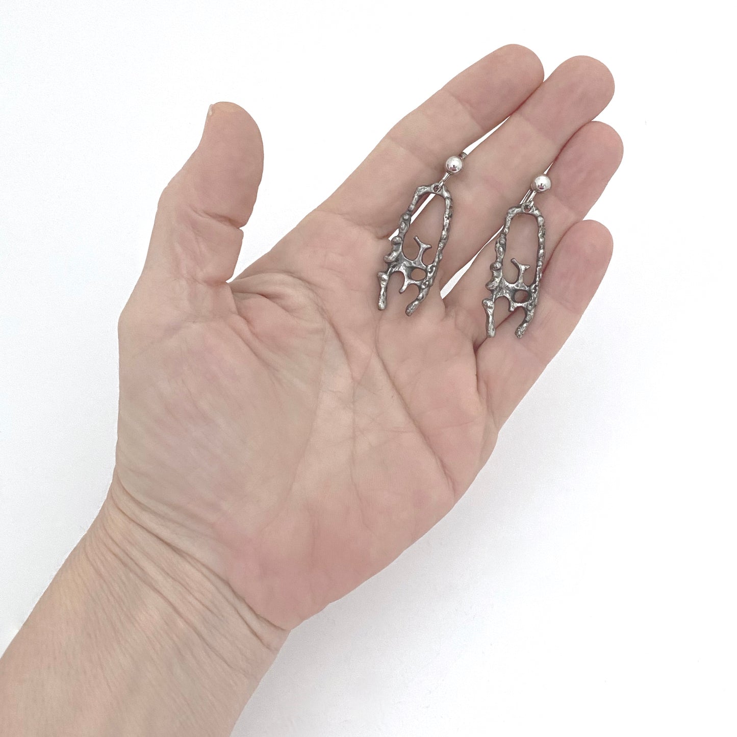 Guy Vidal brutalist pewter drop earrings