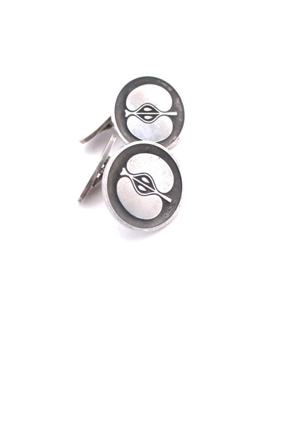 detail Georg Jensen Denmark silver apple cufflinks # 111 Scandinavian Modernist design vintage jewelry