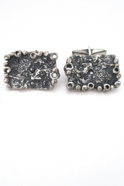 Guy Vidal Canada vintage brutalist pewter cufflinks at Samantha Howard Vintage