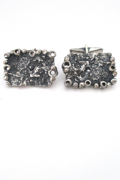 Guy Vidal Canada vintage brutalist pewter cufflinks at Samantha Howard Vintage