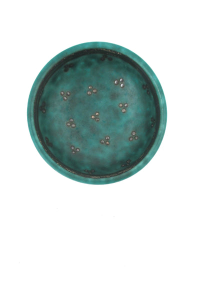 detail Gustavsberg Sweden vintage ceramic silver overlay Argenta small dish by Wilhelm Kage Scandinavian mid century design