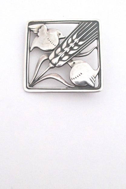 Georg Jensen bird & wheat brooch #250 by Arno Malinowski
