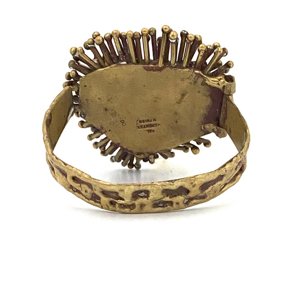 Pal Kepenyes large brass lion hinged bracelet ~ glass eyes