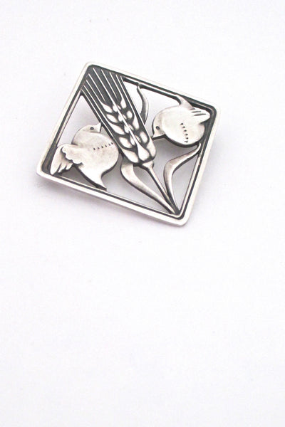 detail Georg Jensen Denmark vintage silver bird wheat brooch 250 by Arno Malinowski 