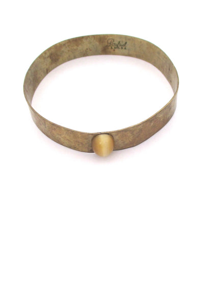 detail Rafael Alfandary Canada hammered brass rare bangle bracelet vintage Canadian jewelry
