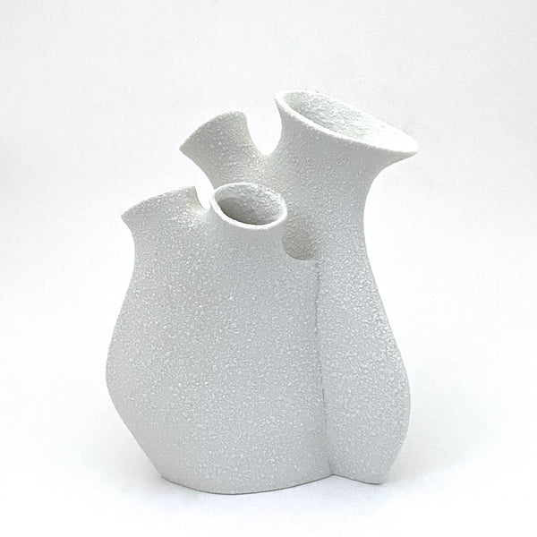 detail Sgrafo Modern Germany vintage Korallenform porcelain double vase textured glaze Peter Muller mid century modern design