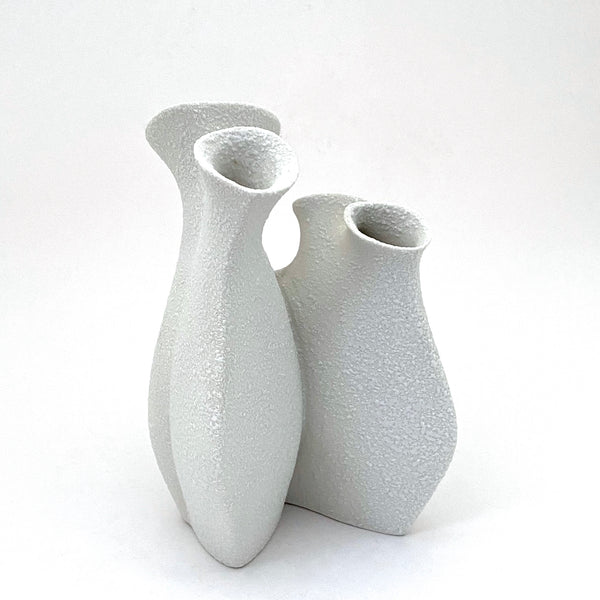 profile Sgrafo Modern Germany vintage Korallenform porcelain double vase textured glaze Peter Muller mid century modern design