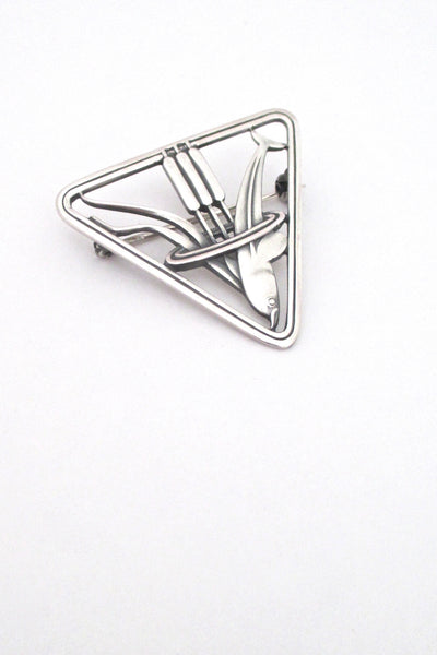 detail Georg Jensen Denmark vintage silver diving dolphin brooch 257 by Arno Malinowski 