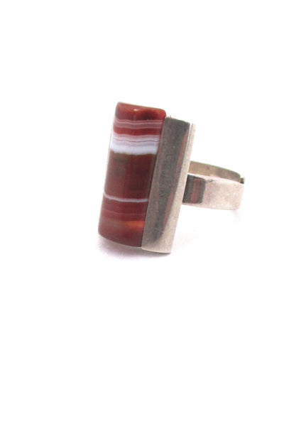 Bengt Hallberg silver & banded agate modernist ring