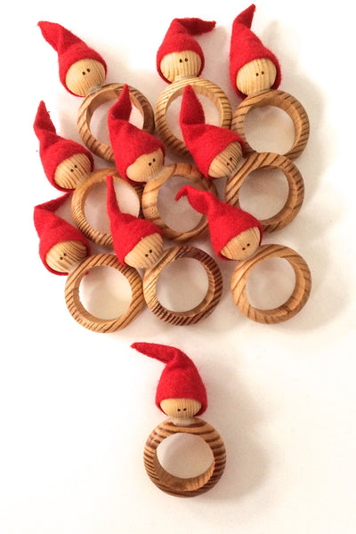 aarikka Christmas elf napkin rings ~ set of 10