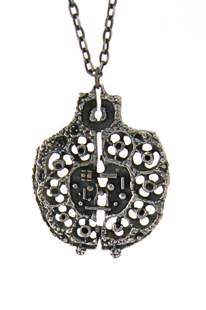 Guy Vidal Canada bronze applique large pewter necklace