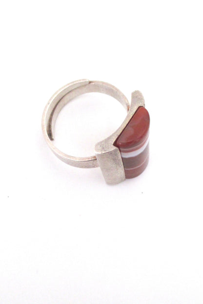 Bengt Hallberg silver & banded agate modernist ring