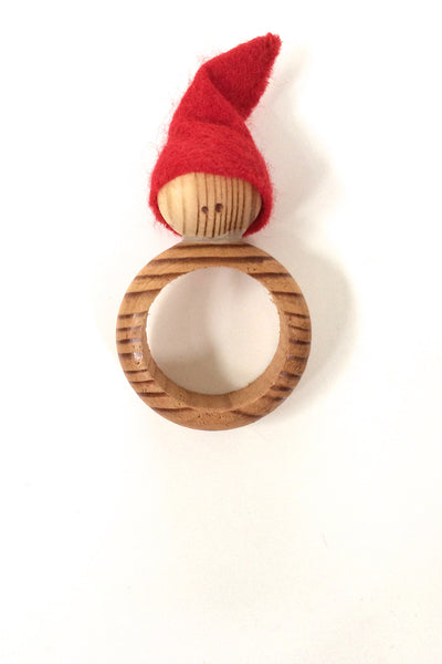 single aarikka Finland vintage wood Christmas elf napkin rings set of 10