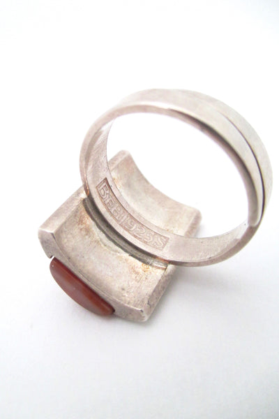 Bengt Hallberg silver & banded agate modernist ring