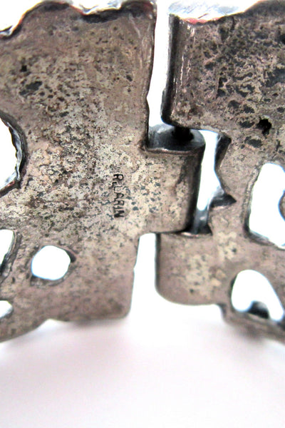 Robert Larin wide brutalist pierced pewter bracelet