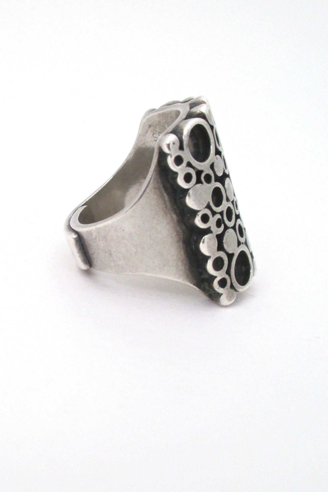 profile Marianne Berg for Uni David Andersen Norway large heavy silver modernist circles ring
