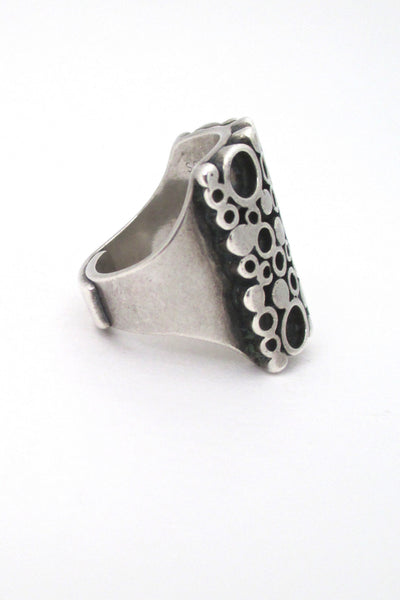 profile Marianne Berg for Uni David Andersen Norway large heavy silver modernist circles ring