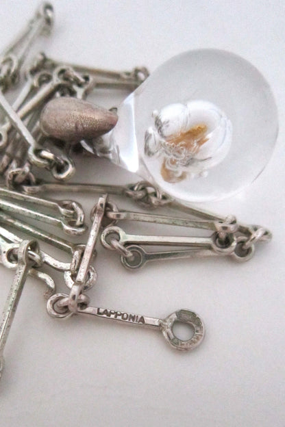 Bjorn Weckstrom Lapponia vintage silver and acrylic nugget necklace 1977