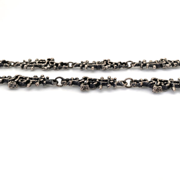 Guy Vidal brutalist openwork pewter long link chain necklace