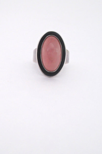NE From silver & rose quartz ring