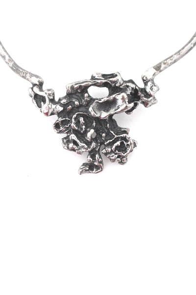 detail Guy Vidal Canada brutalist pewter choker necklace vintage Canadian Modern design