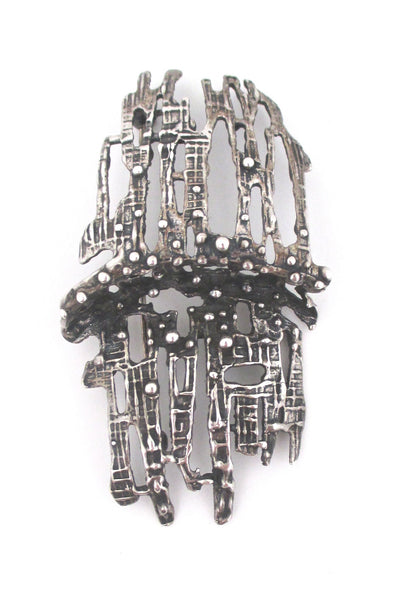 top Studio Else and Paul Norway vintage Scandinavian modernist large sterling silver brutalist brooch