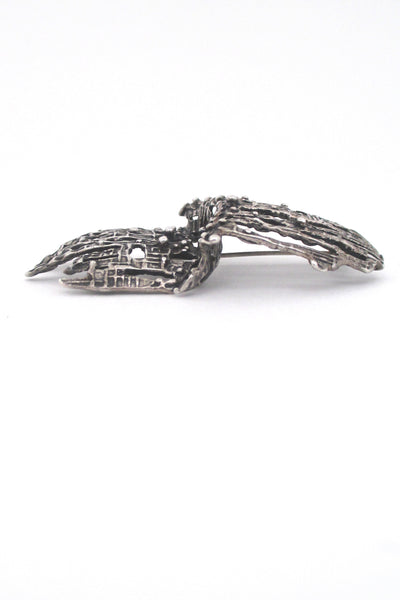 Studio Else & Paul large dimensional pierced silver brooch