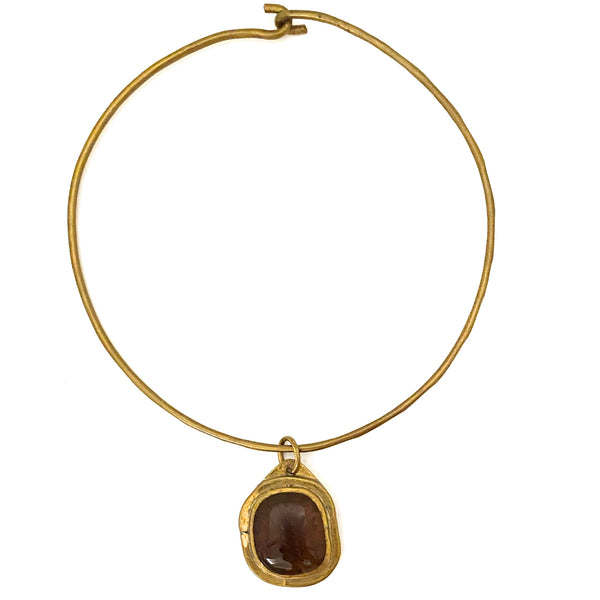 Rafael Canada brass amber glass choker necklace