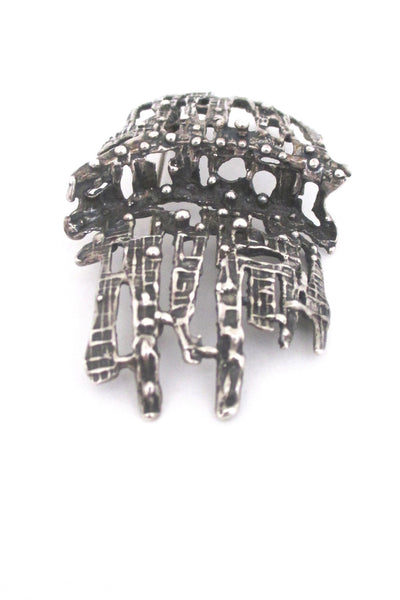 Studio Else & Paul large dimensional pierced silver brooch