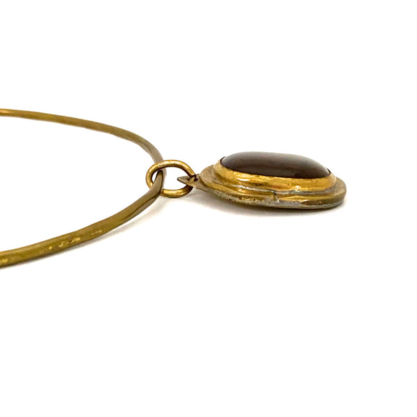profile Rafael Alfandary Canada vintage brass amber glass choker necklace Canadian jewelry design