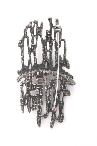 Studio Else & Paul large dimensional pierced silver brooch