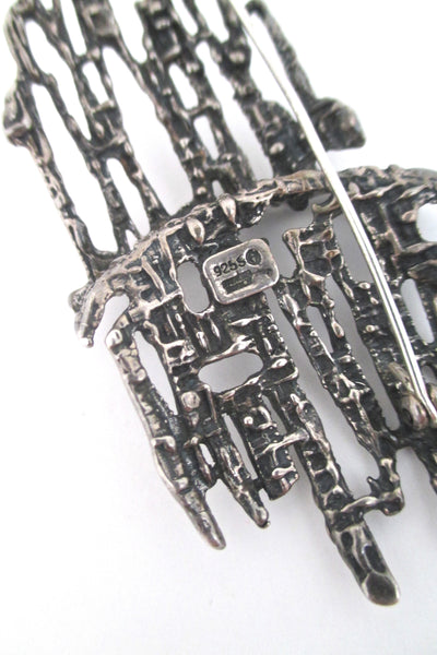 Studio Else & Paul large dimensional pierced silver brooch