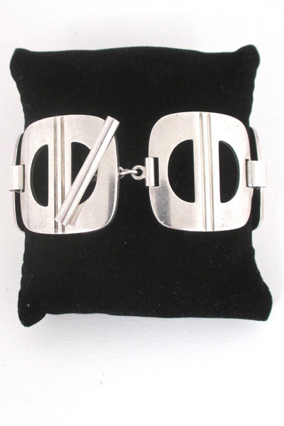 closure Georg Jensen Denmark large sterling silver link bracelet 197 by Ibe Dahlquist rare
