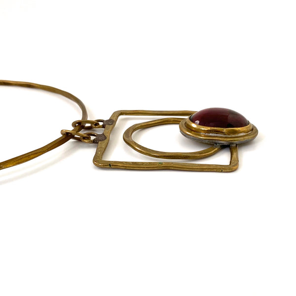 profile Rafael Alfandary Canada vintage large purple glass pendant choker necklace Canadian jewelry design