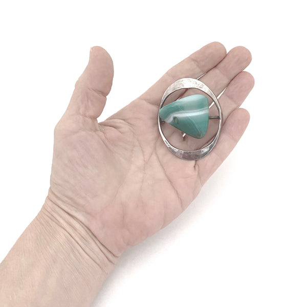 Tone Vigeland for Plus Studios large brooch ~ banded agate