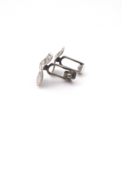 profile vintage pierced silver brutalist cufflinks