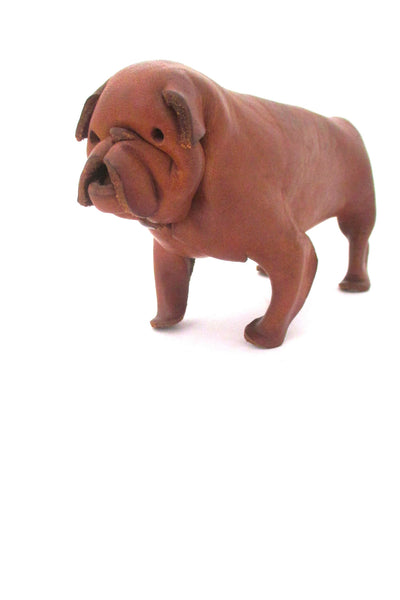 profile Deru Germany vintage mid century leather dog sculpture