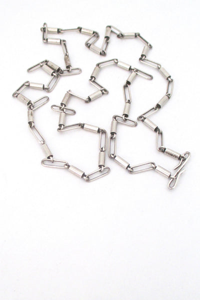 catch Arne Johansen Denmark long heavy silver link chain necklace Scandinavian Modern vintage jewelry