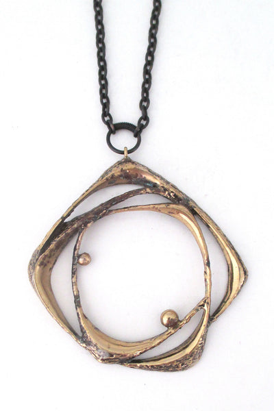 Sten and Laine Finland vintage bronze Scandinavian Modernist necklace